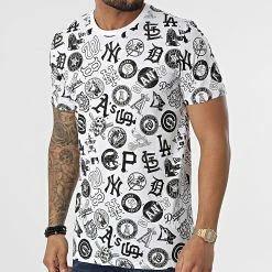 Remise 🔥 Tee 👚 Shirt Distressed Logo MLB 12893175 Blanc de New Era ⭐