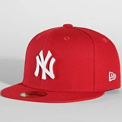 Meilleur prix ⭐ Casquette Fitted 59Fifty MLB Basic 10011573 New York Yankees Rouge de New Era 🥰
