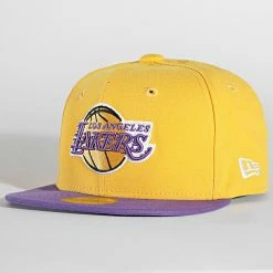Offres 🎁 Casquette Fitted 59Fifty NBA Basic 10861623 Los Angeles Lakers Jaune Violet de New Era ❤️