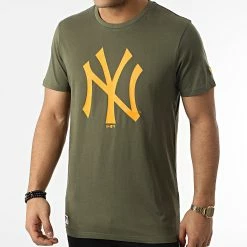 Meilleure vente 😀 Tee 👚 Shirt MLB Seasonal Team Logo New York Yankees 12553355 Vert Kaki de New Era ✔️