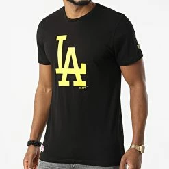Acheter 🎁 Tee 👚 Shirt Seasonal Team Logo Los Angeles Dodgers 12893128 Noir de New Era 😍