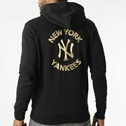 Top 10 🤩 Sweat Capuche MLB Logo Metallic Print New York Yankees Noir Doré de New Era ✨