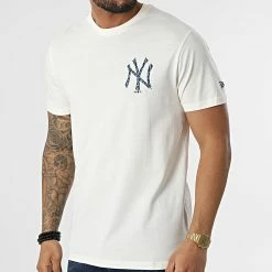 Grosses soldes ❤️ Tee 👚 Shirt Infill New York Yankees 12893122 Blanc Cassé de New Era 🔔