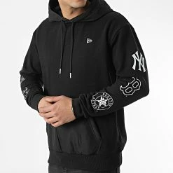 Le moins cher 💯 Sweat Capuche Distressed MLB 12893165 Noir de New Era ✔️