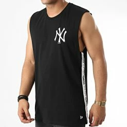 Coupon 🥰 Tee 👕 Shirt A Bandes Sans Manches MLB Left Chest Logo New York Yankees 13083946 Noir de New Era 🛒