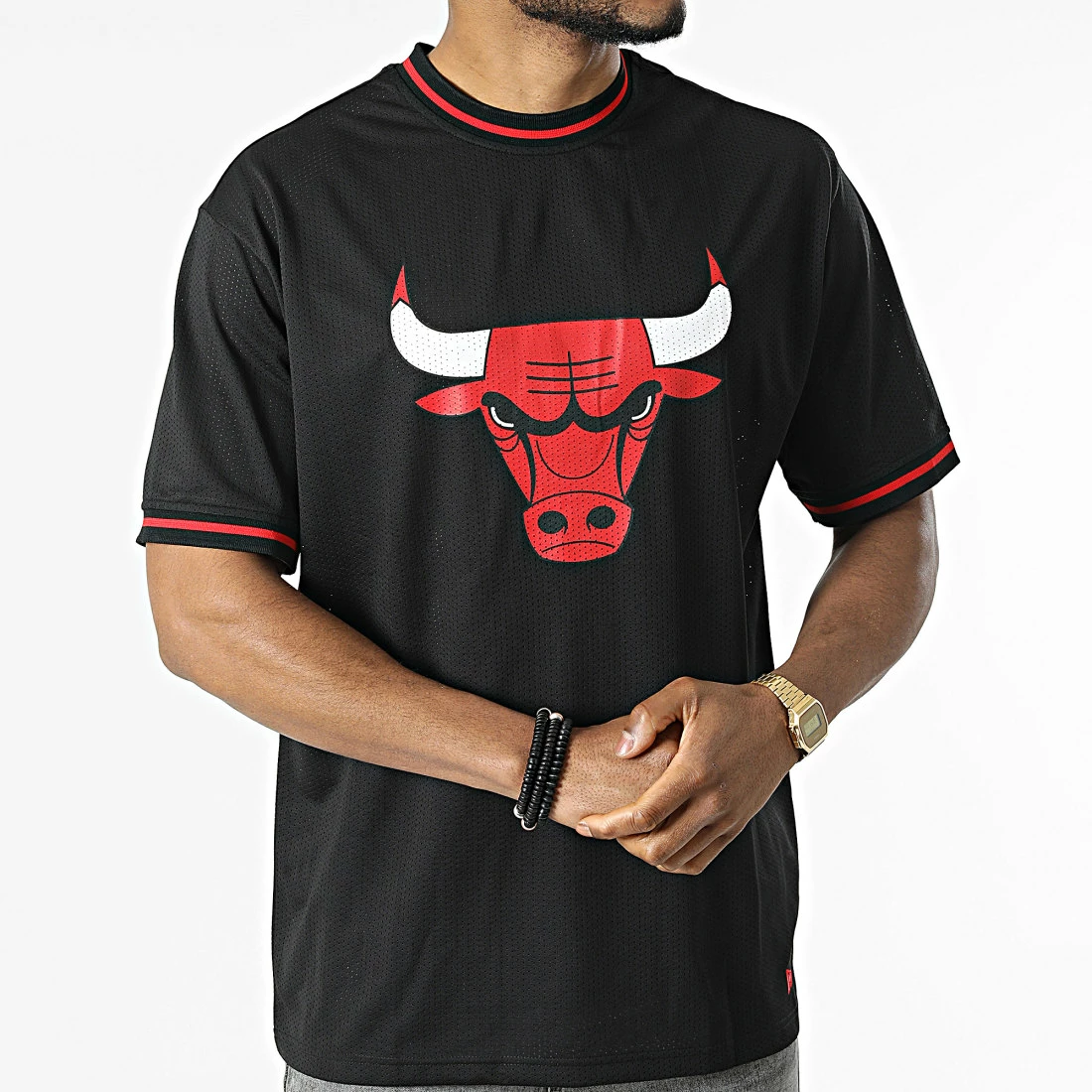 Promo 🔔 Tee 👚 Shirt Oversize NBA Mesh Team Logo Chicago Bulls 13083910 Noir de New Era 🛒 3 Promo 🔔 Tee 👚 Shirt Oversize NBA Mesh Team Logo Chicago Bulls 13083910 Noir de New Era 🛒 – Image 3