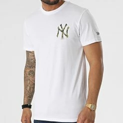 Promo 👍 Tee 👕 Shirt New York Yankees 13083934 Blanc de New Era 🎉