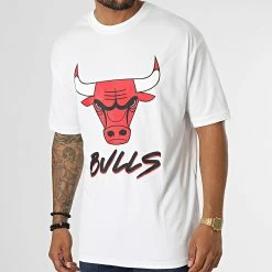 Meilleure vente ✨ Tee 👚 Shirt Chicago Bulls Script Mesh 60284736 Blanc de New Era 💯
