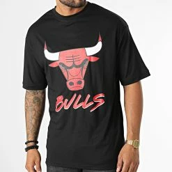 Promo 😉 Tee 👕 Shirt Chicago Bulls Script Mesh 60284738 Noir de New Era 😍