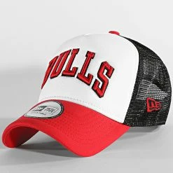 Meilleure affaire 💯 Casquette Trucker Team Colour Block Chicago Bulls Rouge Blanc Noir de New Era ❤️