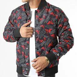Tout neuf 👏 Veste Team AOP Chicago Bulls 60284770 Noir Rouge de New Era 🎁