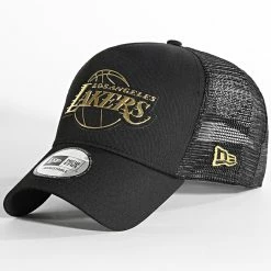 Promo 😉 Casquette Trucker 9Forty Foil Logo Los Angeles Lakers Noir de New Era 🎁