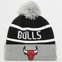 Vente flash 🎉 Bonnet Enfant Jake Cuff Chicago Bulls Noir Gris Chiné de New Era ⭐