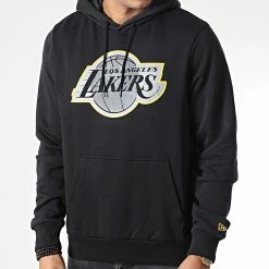 Grosses soldes 🥰 Sweat Capuche Large Outline Logo Los Angeles Lakers Noir de New Era 🔔