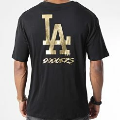 De gros 😉 Tee 👕 Shirt Metallic Los Angeles Dodgers Noir Doré de New Era 🌟
