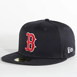 Remise 👍 Casquette Fitted 59Fifty Side Patch Boston Red Sox Bleu Marine de New Era ✨