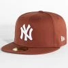 Meilleur prix 🔥 Casquette Fitted 59Fifty Patch New York Yankees Marron de New Era ⌛