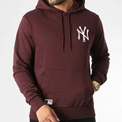 Meilleure vente ❤️ Sweat Capuche Team Logo New York Yankees Bordeaux de New Era 🎉