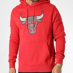 Bon marché 🌟 Sweat Capuche Outline Logo Chicago Bulls Rouge de New Era 🌟