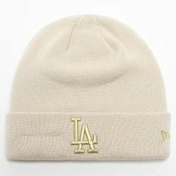 Promo ⭐ Bonnet Femme Metallic Cuff Los Angeles Dodgers Beige de New Era 😀