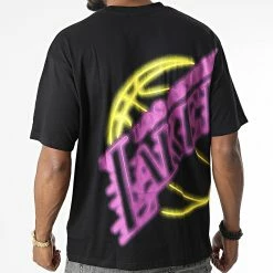 Promo 🥰 Tee 👕 Shirt Oversize Large Los Angeles Lakers 60292335 Noir de New Era 👏